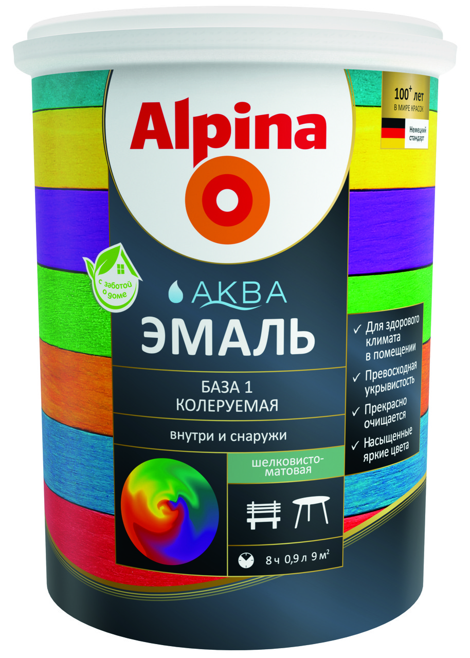 Alpina АКВА эмаль колеруемая шелковисто-матовая 2.5 л.