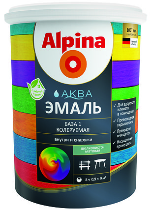 Alpina АКВА эмаль колеруемая шелковисто-матовая 2.5 л., фото 2