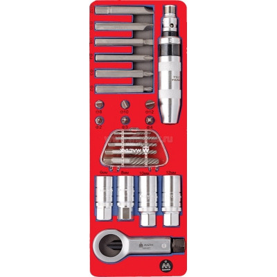 Набор демонтажный с ударной отверткой, ложемент, 24 предмета МАСТАК 5-19424