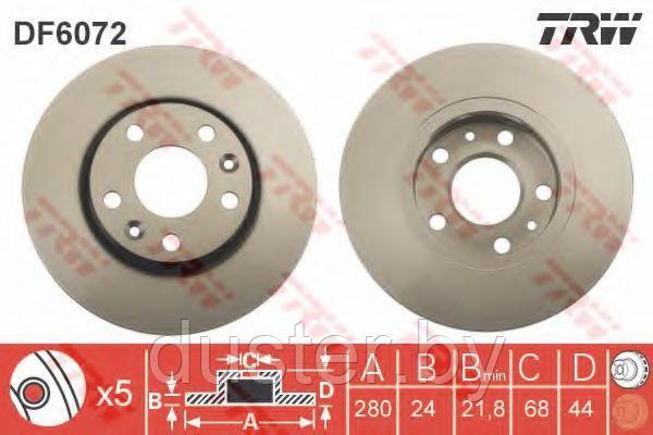 Диск тормозной передний 280мм Renault Duster TRW (Германия) - фото 2 - id-p92475955