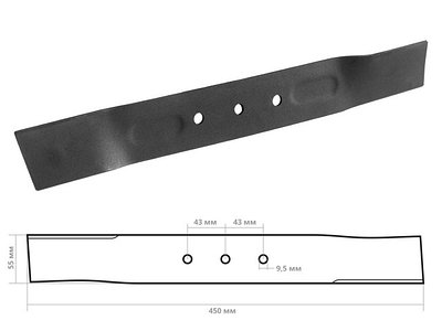 Нож прямой для газонокосилки бензиновой ECO 45см (18 дюймов) (Для  ECO LG-4635BS / LG-4640BS)