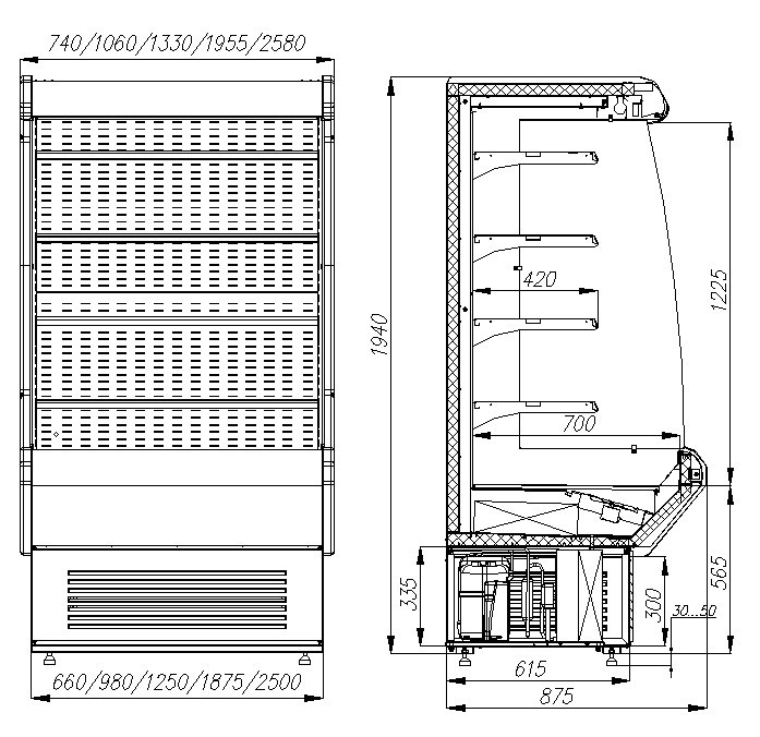 Витрина холодильная пристенная Полюс F 20-F 20-08 VM 1,3-2 (Carboma Crete ВХСп-1,3) - фото 2 - id-p92672161