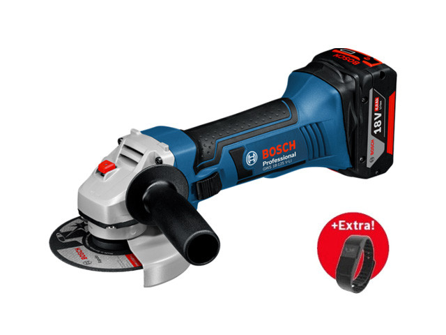 Аккум. углошлифмашина BOSCH GWS 18-125 V-LI L-BOXX + фитнес браслет (18.0 В, 2 акк., 4.0 А/ч, Li-Ion, диск 125х22.0 мм) - фото 1 - id-p92673986