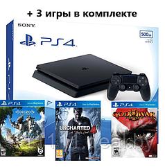 Игровая приставка SONY PlayStation 4 slim 500Gb + God of War + Horizon Zero Dawn + Uncharted 4