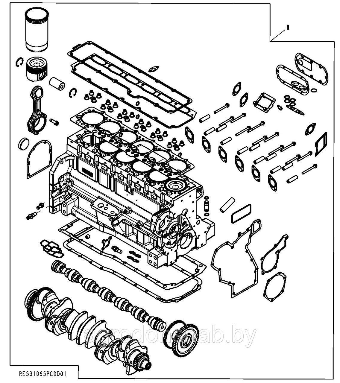 Блок цилиндров двигателя в сборе RE531095 - фото 1 - id-p49210695