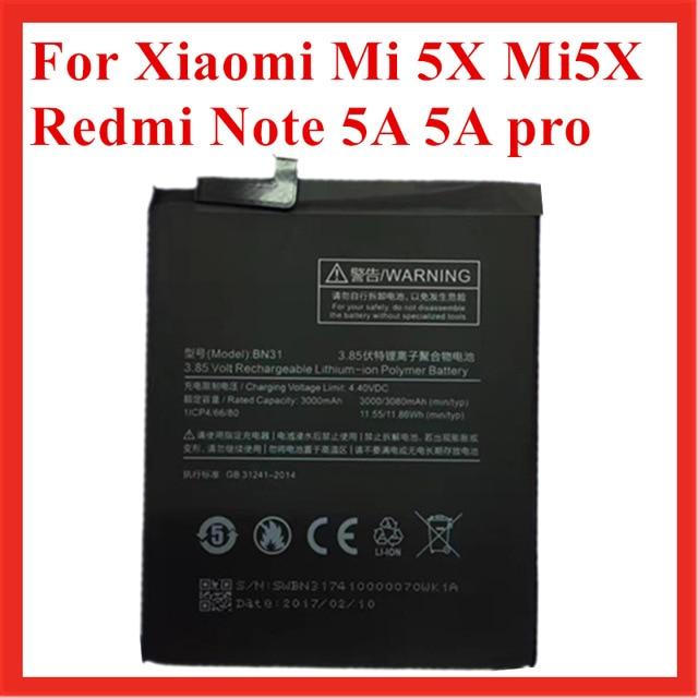 Аккумулятор BN31 для Xiaomi Mi 5x / Mi A1 / Redmi Note 5A - фото 1 - id-p92692471