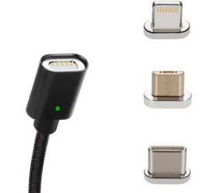 Кабель USB магнитный 3в1 усиленный SiPL серебристый - фото 1 - id-p92697655