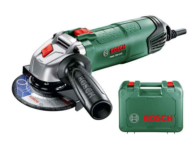 Одноручная углошлифмашина BOSCH PWS 750-115 NEW в чем. (750 Вт, диск 115х22 мм, без регул. об.) - фото 1 - id-p92712537