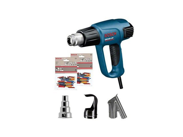 Термовоздуходувка BOSCH GHG 660 LСD в чем. + набор сопл (2300 Вт, 10 скор., 50-660 °С, плавн. рег., с доп. ЖКИ дисплей)