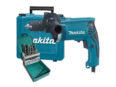 Дрель ударная MAKITA HP 1631 KX 2 в чем. + набор сверл (710 Вт, патрон БЗП, 1 скор.)