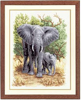 Набор для вышивания крестом «Слониха со слоненком».