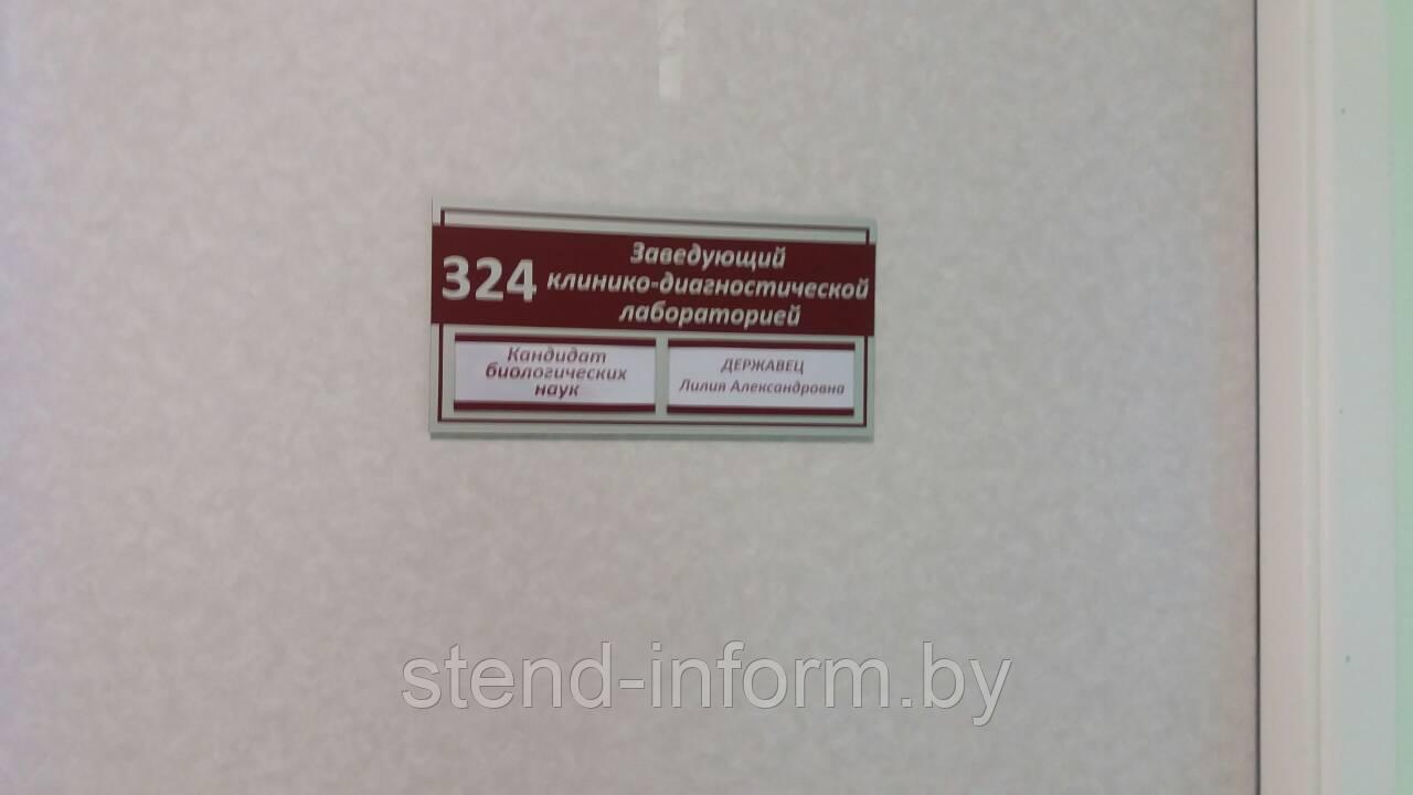 Табличка кабинетная "Заведующий отделения"  р-р 300*170 мм, с карманом, композит+акриловое стекло 