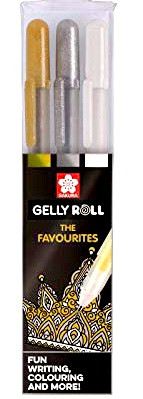 Набор гелевых ручек Gelly Roll The Favourites (белый, золото, серебро), Sakura