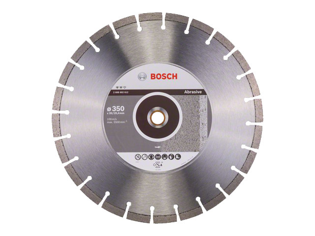 Алмазный круг 350х20/25.4 мм по абразив. матер. сегмент. EXPERT FOR ABRASIVE BOSCH (сухая/мокрая резка) - фото 1 - id-p92761396