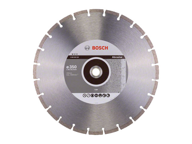 Алмазный круг 350х20/25.4 мм по абразив. матер. сегмент. STANDARD FOR ABRASIVE BOSCH (сухая/мокрая резка) - фото 1 - id-p92761399