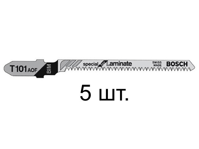 Пилка лобз. по дереву/ламинату T101AOF (5 шт.) BOSCH (пропил криволинейный, тонкий, для точного и чисторго реза в ламинате) - фото 1 - id-p92765296