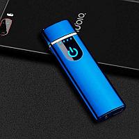 USB Зажигалка Lighter сенсорная глянцевая синяя