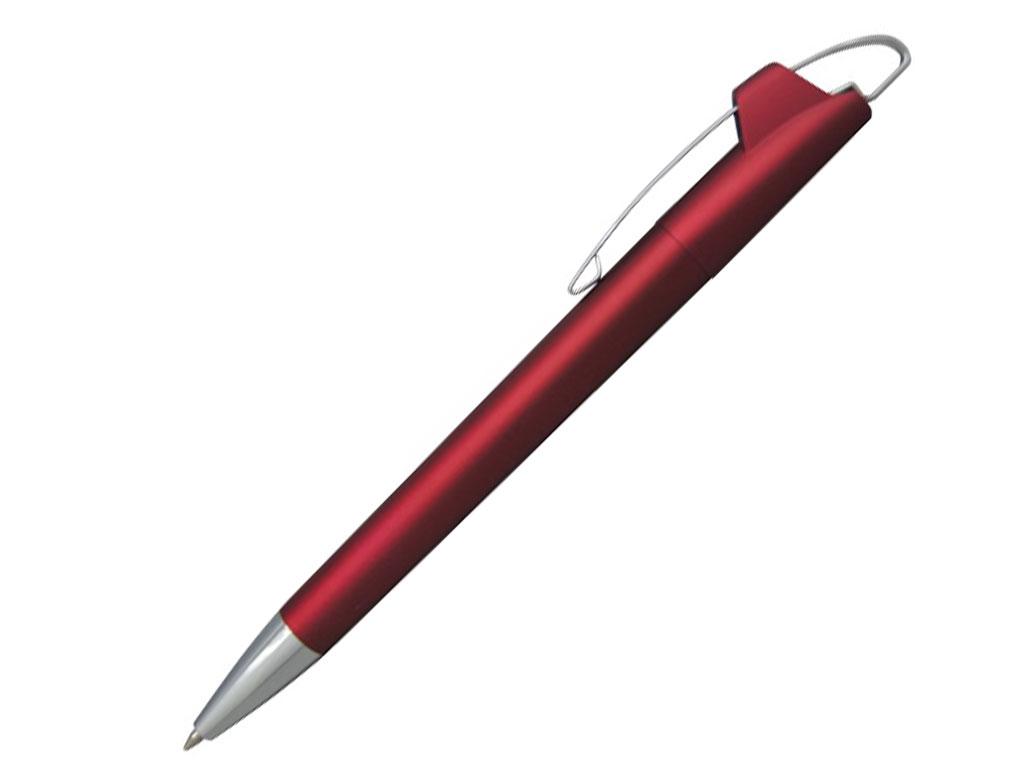 Ручка шариковая, пластик, красный/серебро, АУРА