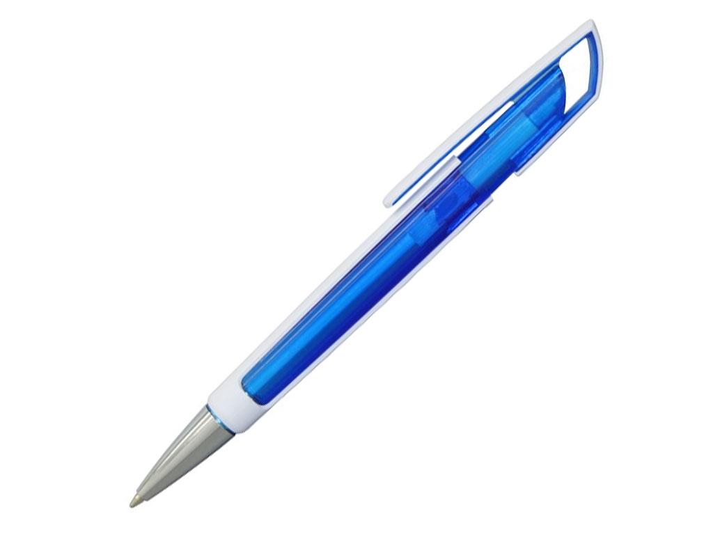 Ручка шариковая, пластик, прозрачный, синий/белый