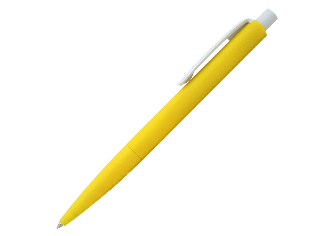 Ручка шариковая, пластик, софт тач, желтый/белый, Танго