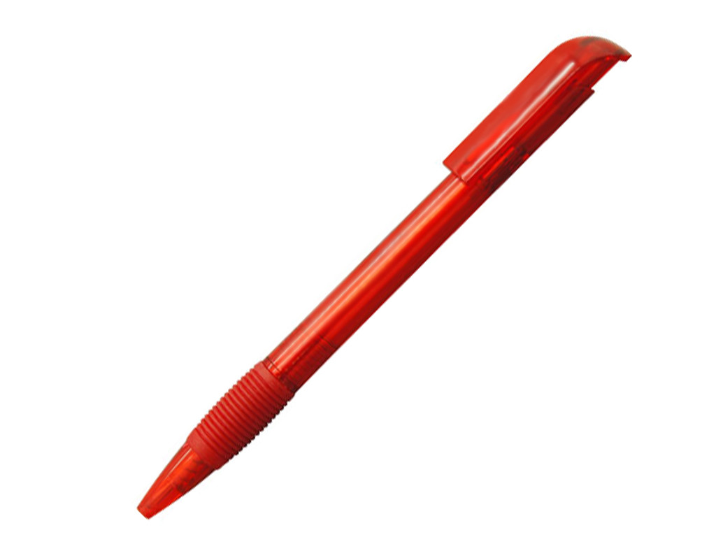 Ручка шариковая, пластик, прозрачный, красный