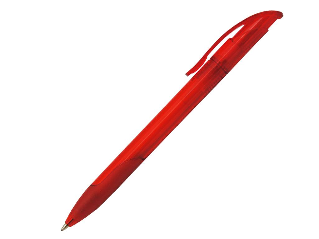 Ручка шариковая, пластик, прозрачный, красный