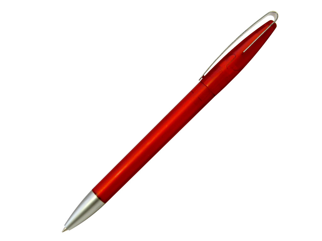 Ручка шариковая, пластик, фрост, металл, красный/серебро