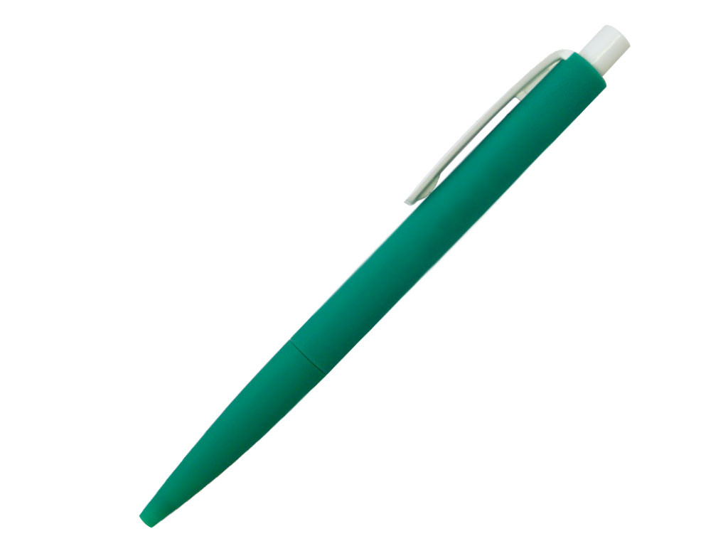 Ручка шариковая, пластик, софт тач, зеленый/белый, Танго