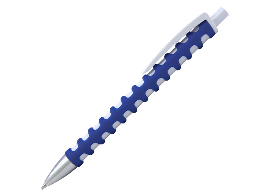 Ручка шариковая, пластик, софт тач, синий/белый