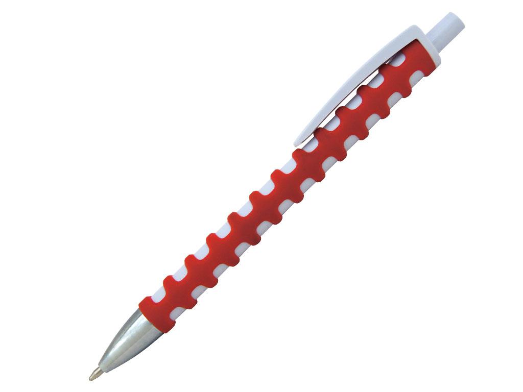 Ручка шариковая, пластик, софт тач, красный/белый