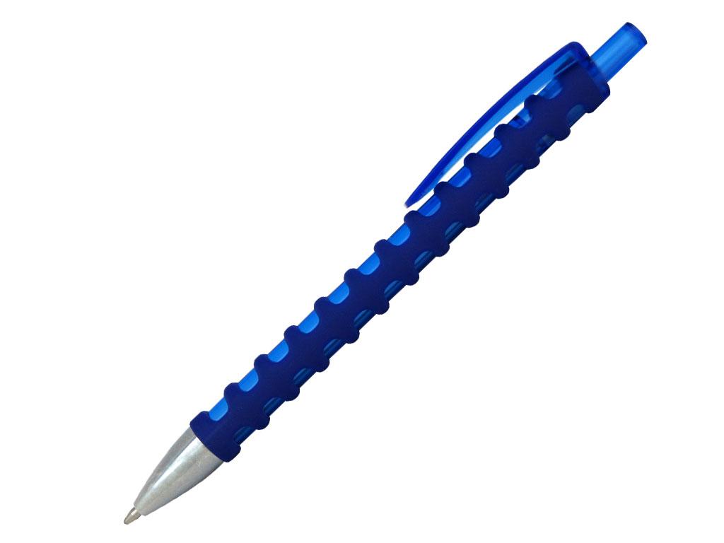 Ручка шариковая, пластик, софт тач, синий/серебро