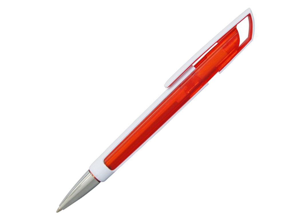 Ручка шариковая, пластик, прозрачный, красный/белый