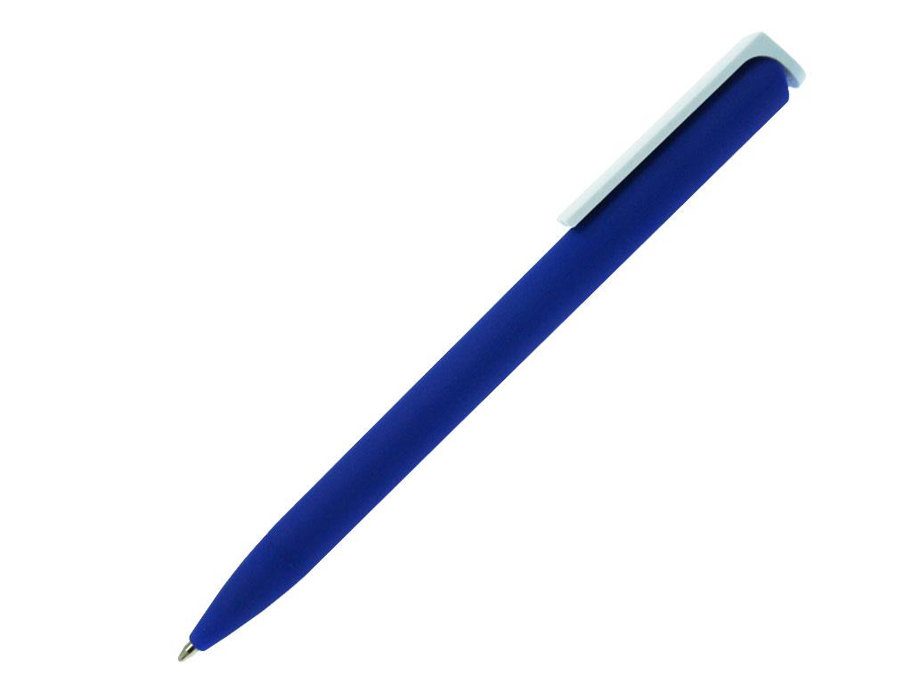 Ручка шариковая, пластик, софт тач, синий/белый, Click