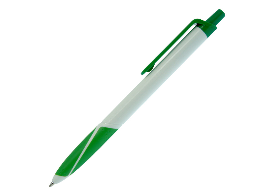 Ручка шариковая, пластик, резина, белый/зеленый, VIVA