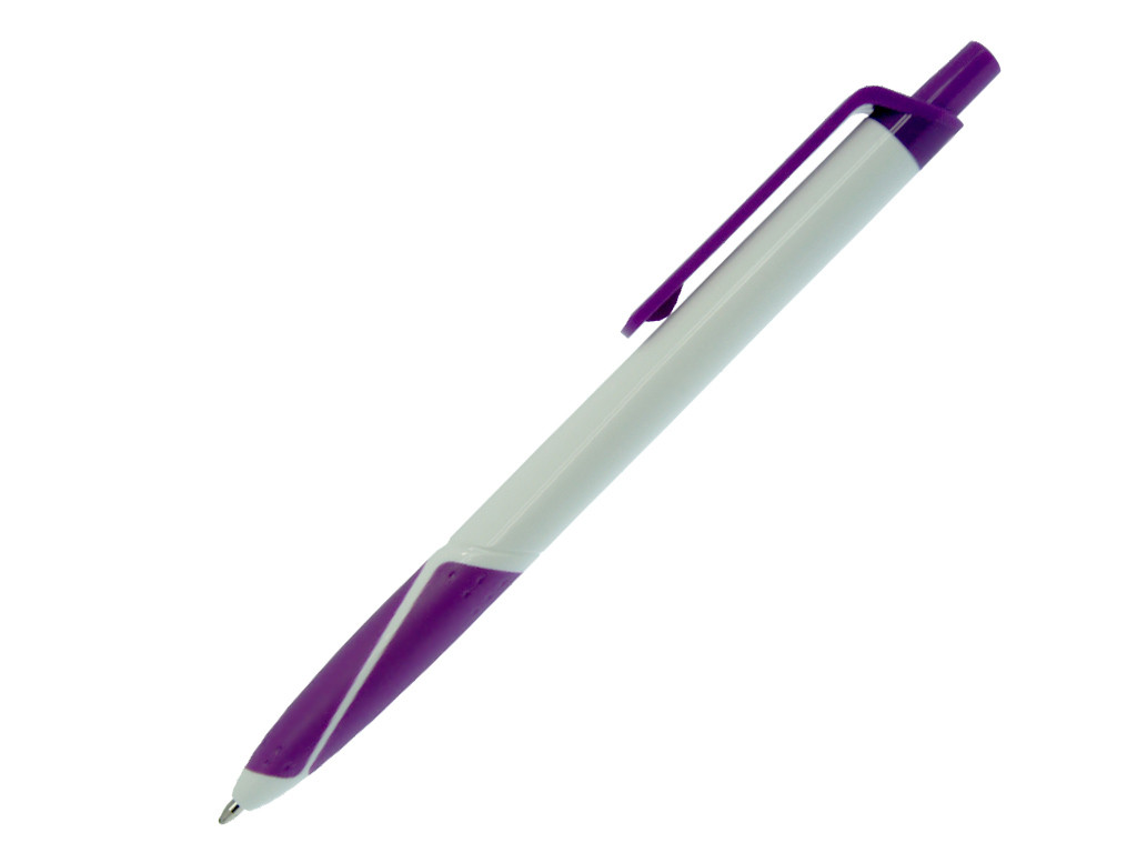 Ручка шариковая, пластик, резина, белый/фиолетовый, VIVA