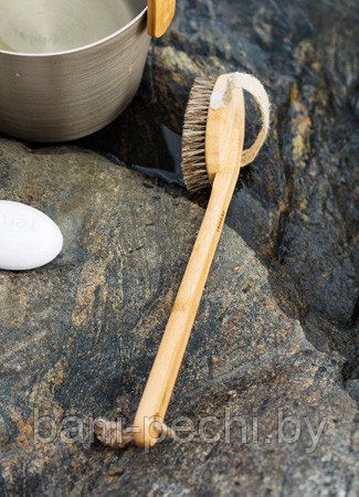 Натуральная щетка для мытья, с ручкой, бамбук, 41 см - фото 4 - id-p92790165