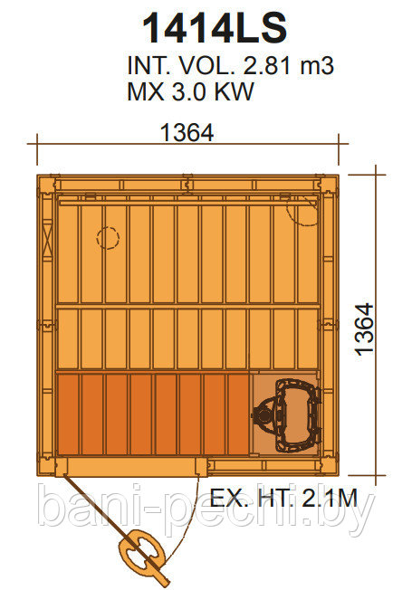 Сауна в сборе SAWO 1414LS интерьер CLASSIC осина без оборудования - фото 3 - id-p92790228