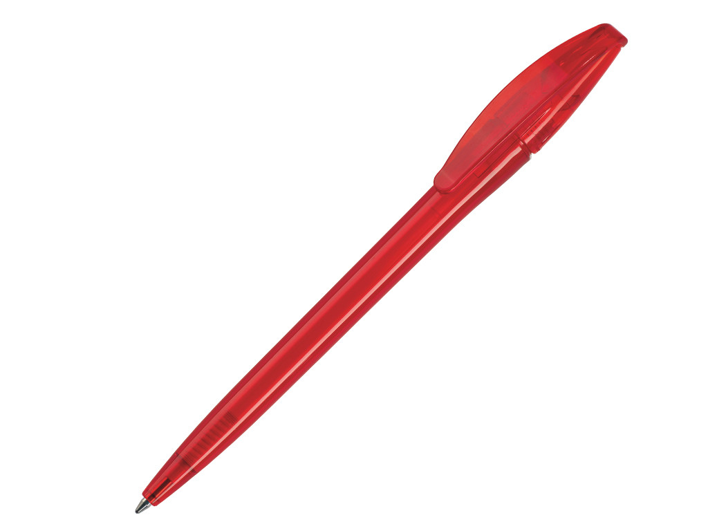 Ручка шариковая, пластик, красный, прозрачный SLIM