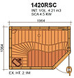 Сауна в сборе SAWO 1420RSC интерьер WAVE кедр без оборудования, фото 3