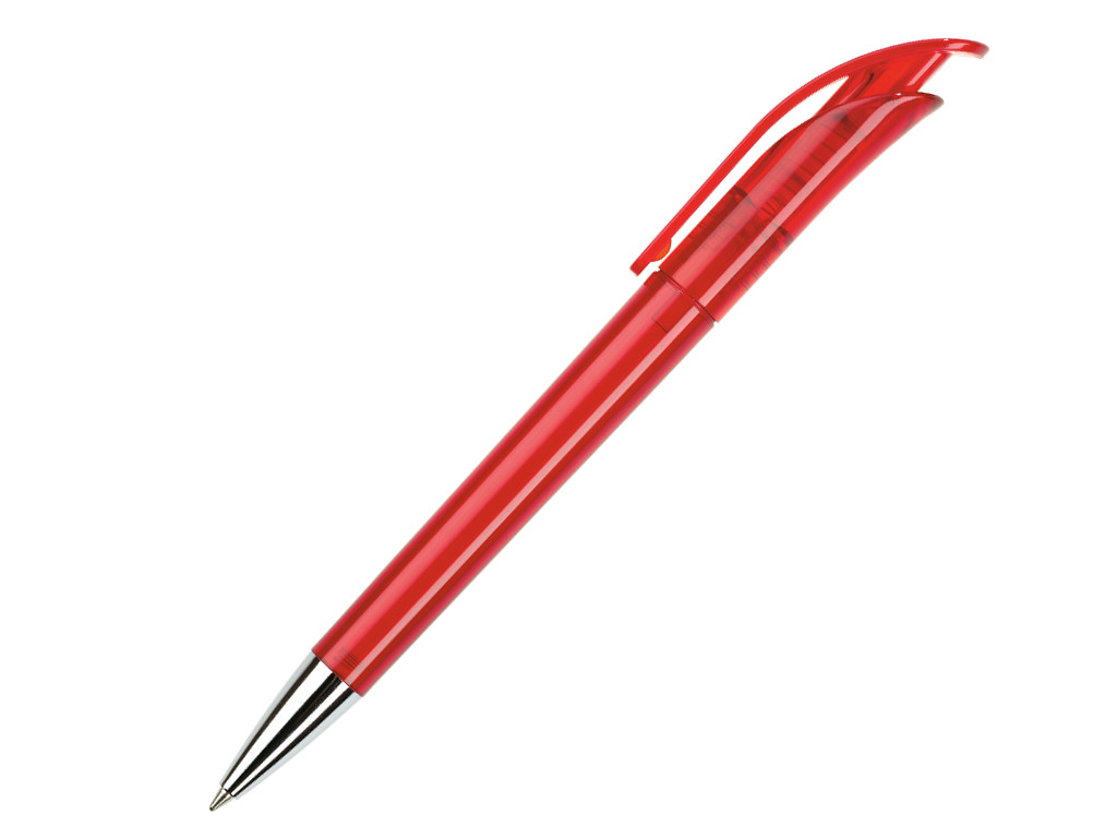 Ручка шариковая, пластик, красный, прозрачный Focus