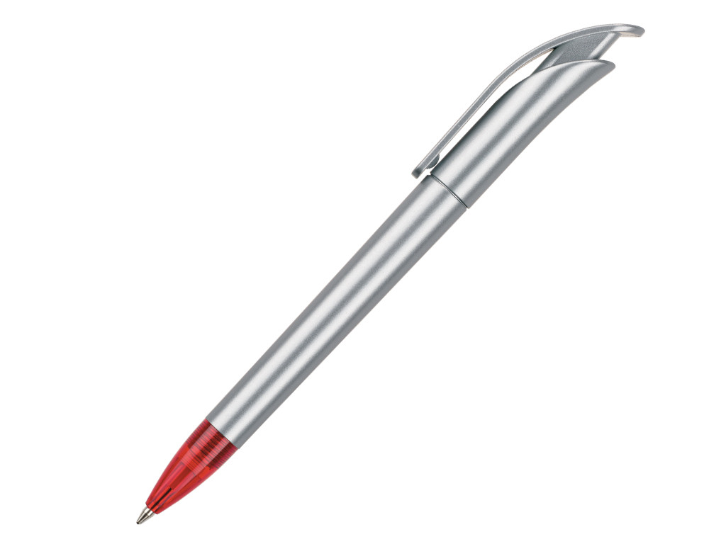 Ручка шариковая, пластик, серебро/красный Focus