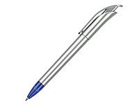 Ручка шариковая, пластик, серебро/синий Focus