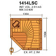 Сауна в сборе SAWO 1414LSC интерьер WAVE осина без оборудования, фото 3