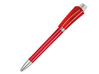 Ручка шариковая, пластик, красный, прозрачный Optimus