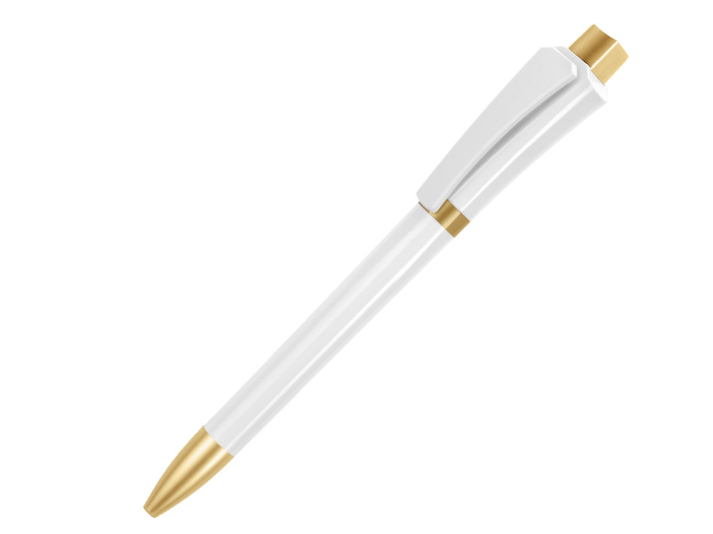 Ручка шариковая, пластик, белый/золото, Optimus
