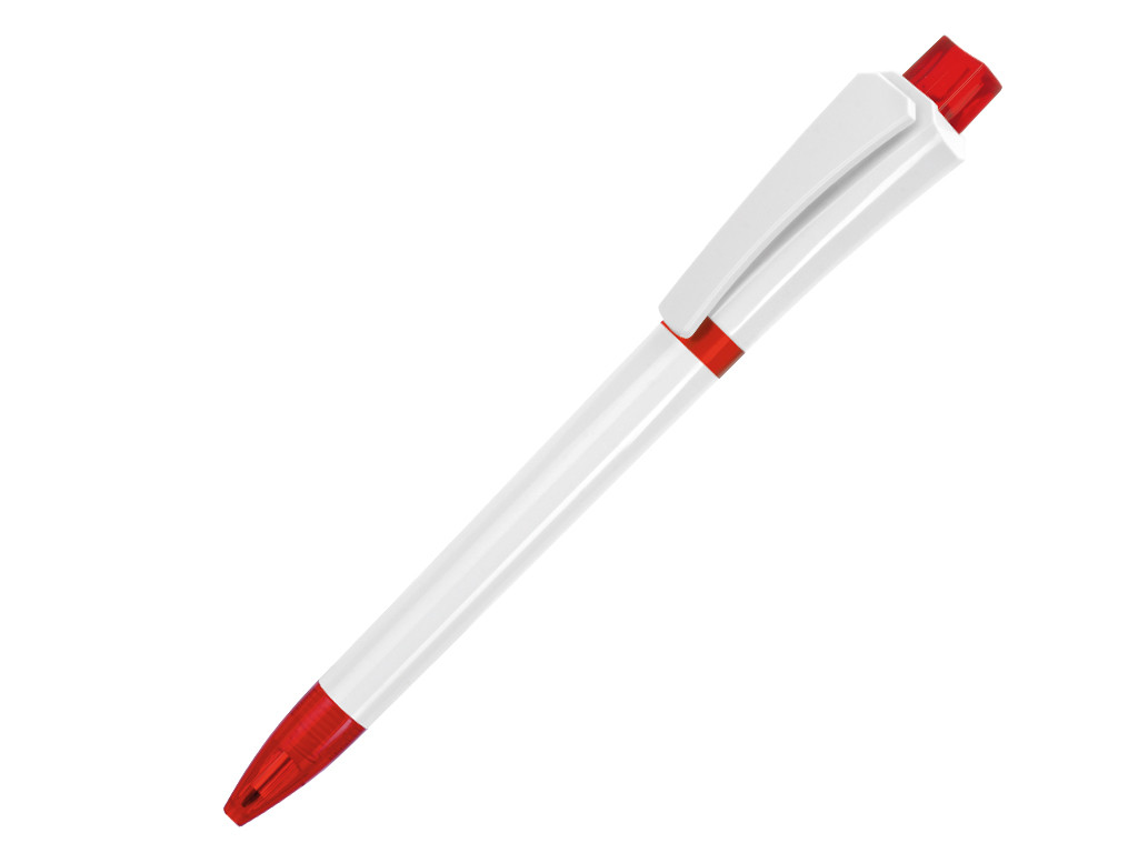 Ручка шариковая, пластик, белый/красный, Optimus