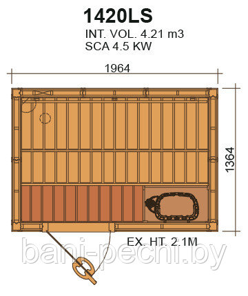 Сауна в сборе SAWO 1420LS интерьер CLASSIC кедр без оборудования - фото 3 - id-p92790521