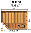 Сауна в сборе SAWO 1420LSC интерьер CLASSIC осина без оборудования, фото 3