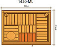 Сауна в сборе SAWO Glass Front 1420ML интерьер CLASSIC ель без оборудования, фото 3