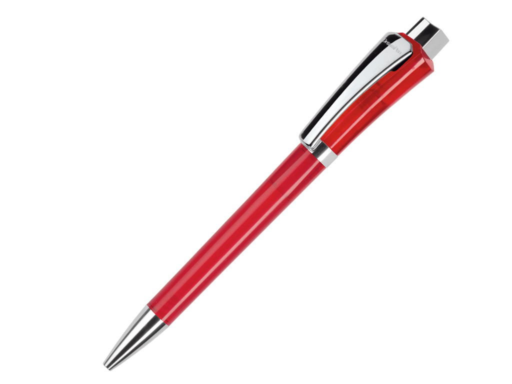 Ручка шариковая, пластик, красный, прозрачный Optimus
